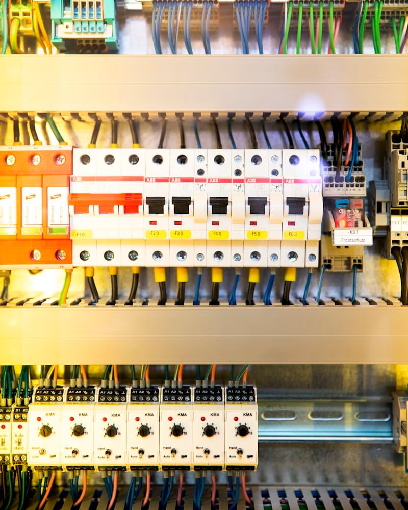 Neuer Zählerschrank mit Leitungsschutzschaltern und sauber verlegten Leitungen